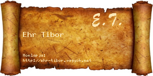 Ehr Tibor névjegykártya